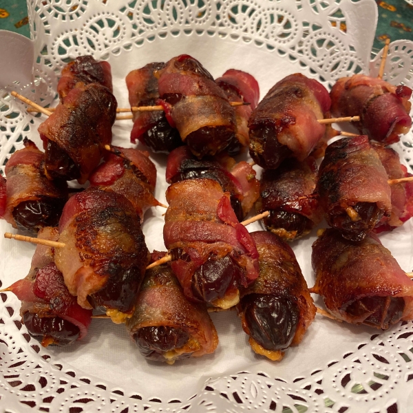 Bacon-Wrapped Dates Stuffed with Blue Cheese