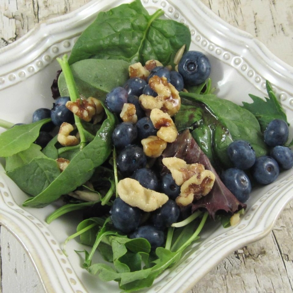 Deliciously Sweet Salad with Maple, Nuts, Seeds, Blueberries, and Goat Cheese