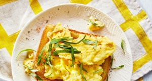 Creamy Cheesy Scrambled Eggs with Basil