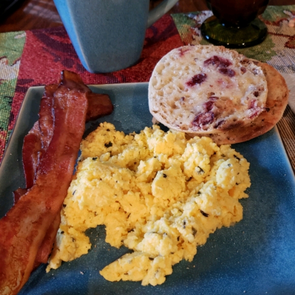 Creamy Cheesy Scrambled Eggs with Basil