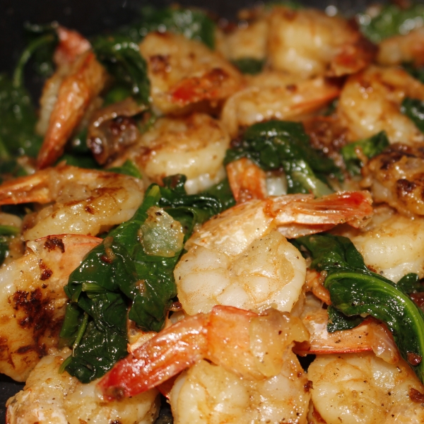 Sauteed Shrimp with Spinach