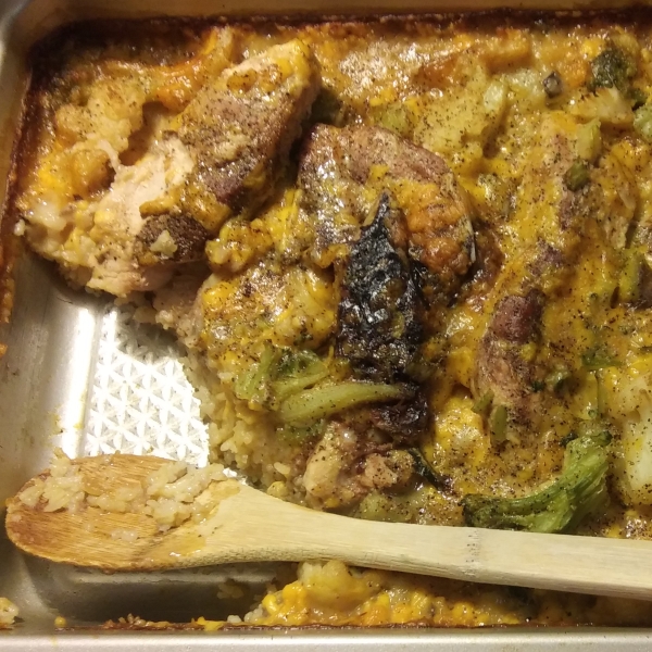 Pork Chop and Cheesy Rice Casserole