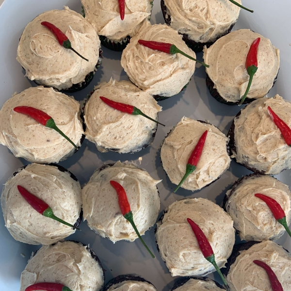 Cinco de Chili Chocolate Cupcakes with Chili Cream Cheese Frosting