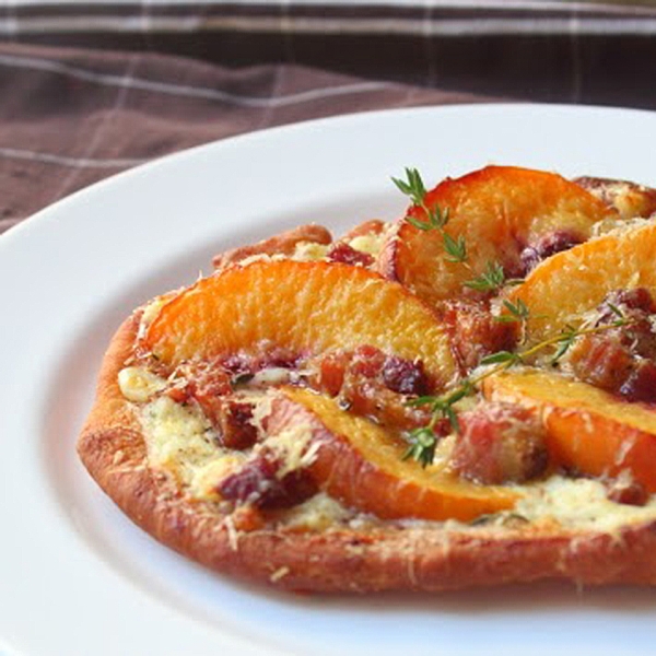 Fried Peach and Pancetta Pizza