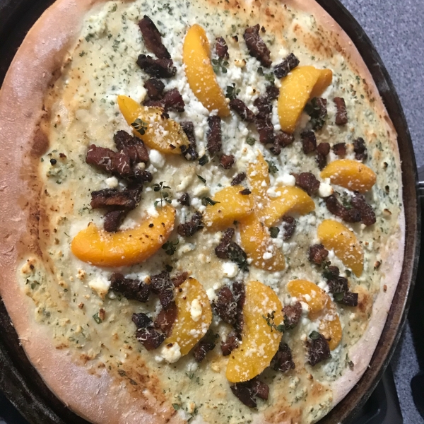 Fried Peach and Pancetta Pizza