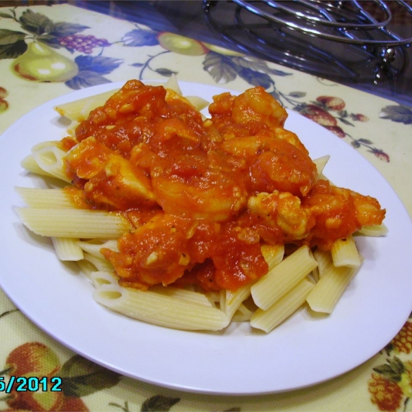 Penne with Chili, Chicken, and Prawns