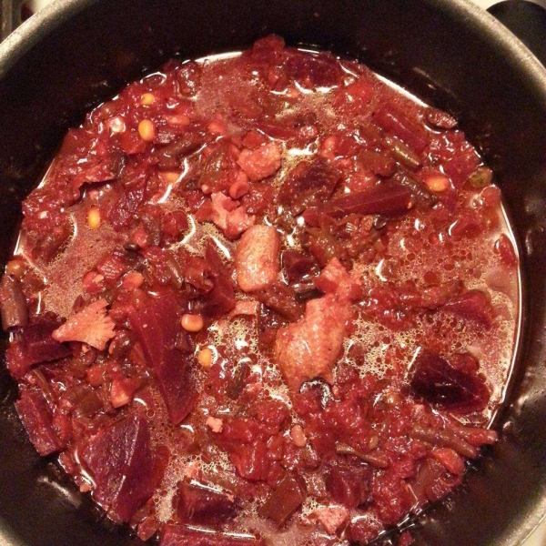 Roasted Beet, Crab and Vegetable Soup