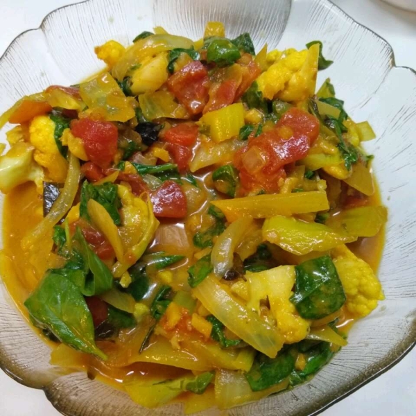 Spinach and Cauliflower Bhaji