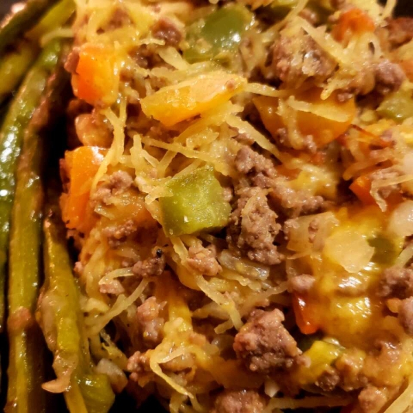 Baked Spaghetti Squash with Beef and Veggies