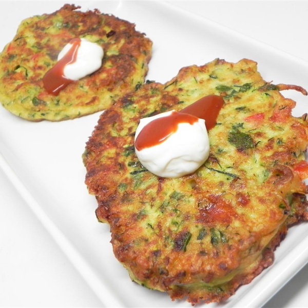 Indian-Influenced Zucchini Onion Pepper Latkes