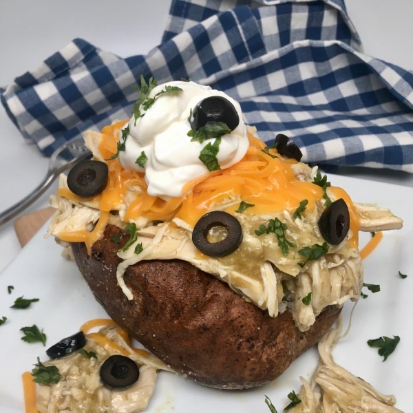 Green Chicken Enchilada-Stuffed Baked Potato