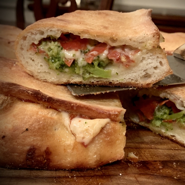 Broccoli, Pepperoni and Three Cheese Calzones