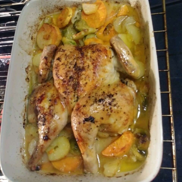 Roasted Spatchcocked Chicken with Potatoes