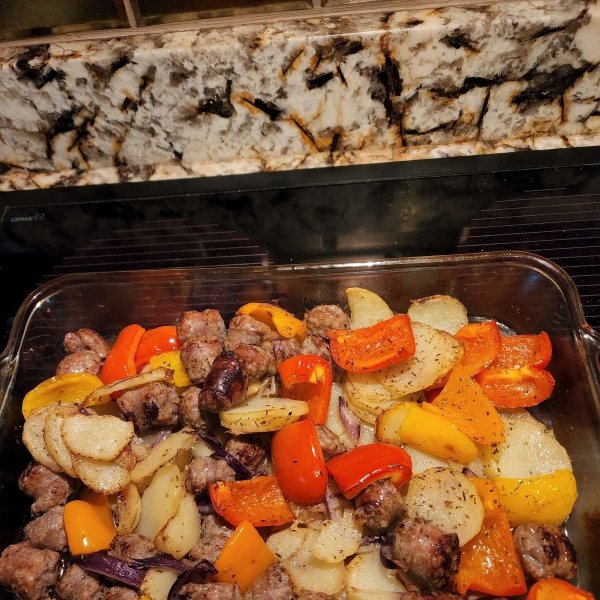 Sausage, Peppers, Onions, and Potato Bake