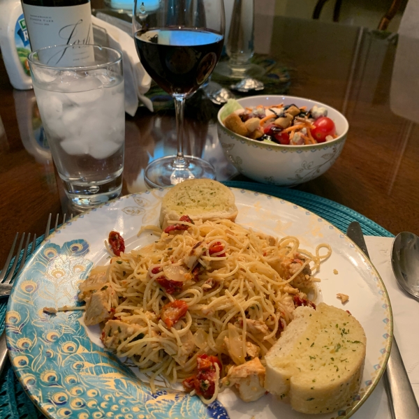 Basil Chicken over Angel Hair