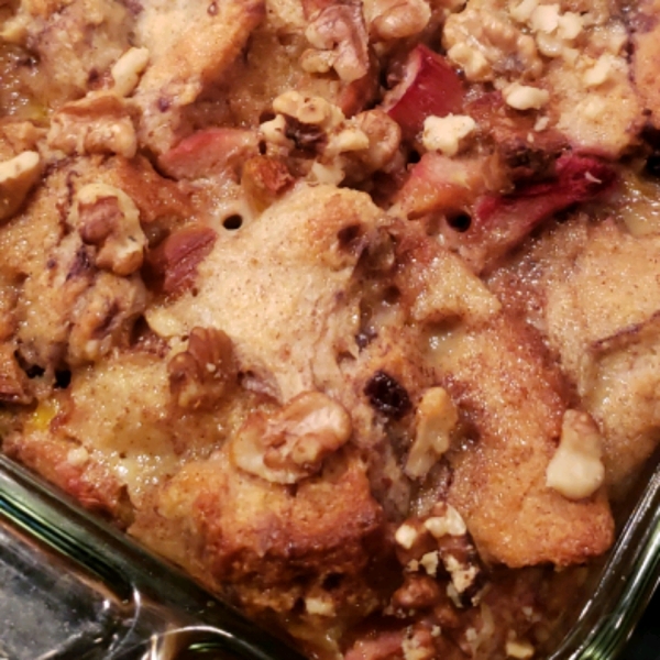 Fresh Rhubarb Bread Pudding