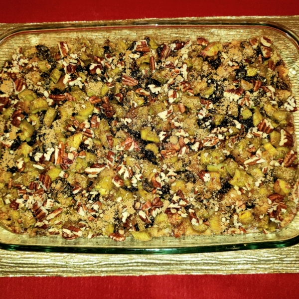 Fresh Rhubarb Bread Pudding