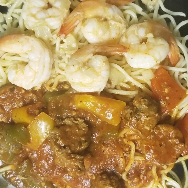 Dee's Sexy, Spicy, Shrimp, Sausage, and Peppers