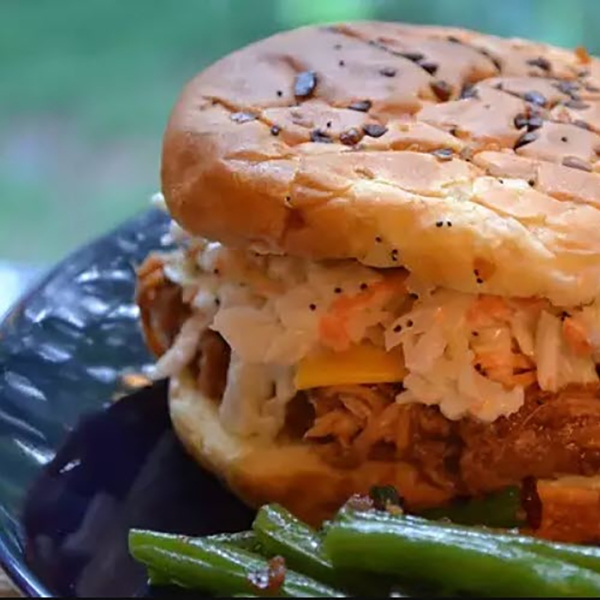 Slow Cooker Root Beer Chicken Sandwiches