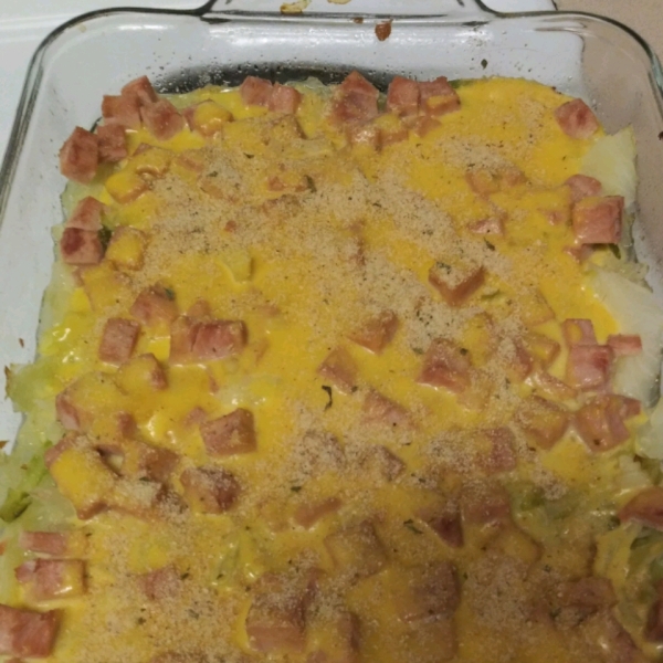 Scalloped Cabbage with Ham and Cheese