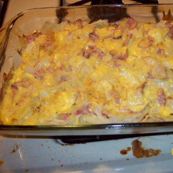 Scalloped Cabbage with Ham and Cheese