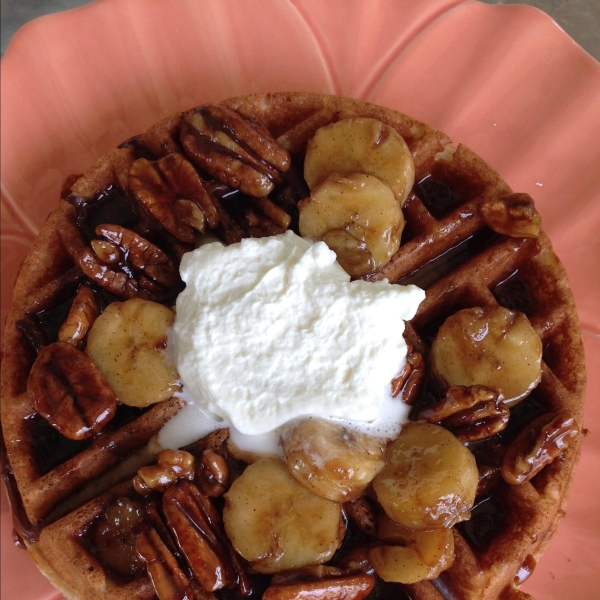 Bananas Foster Belgian Waffles