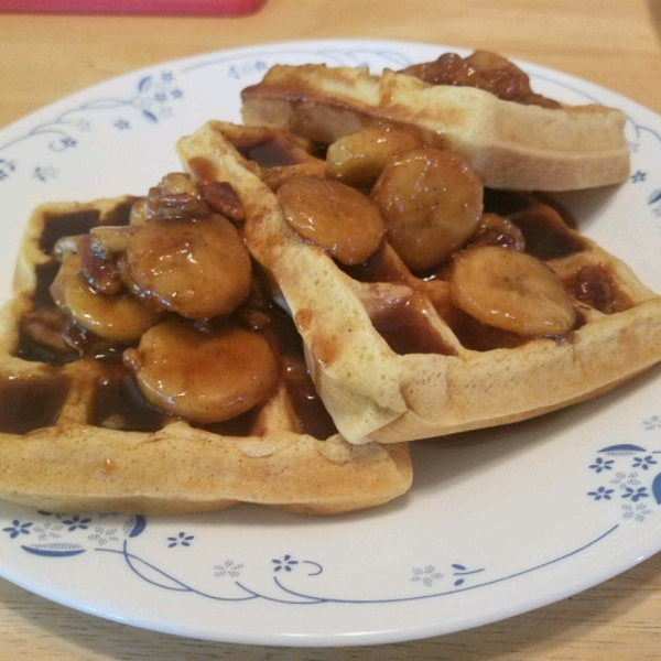 Bananas Foster Belgian Waffles