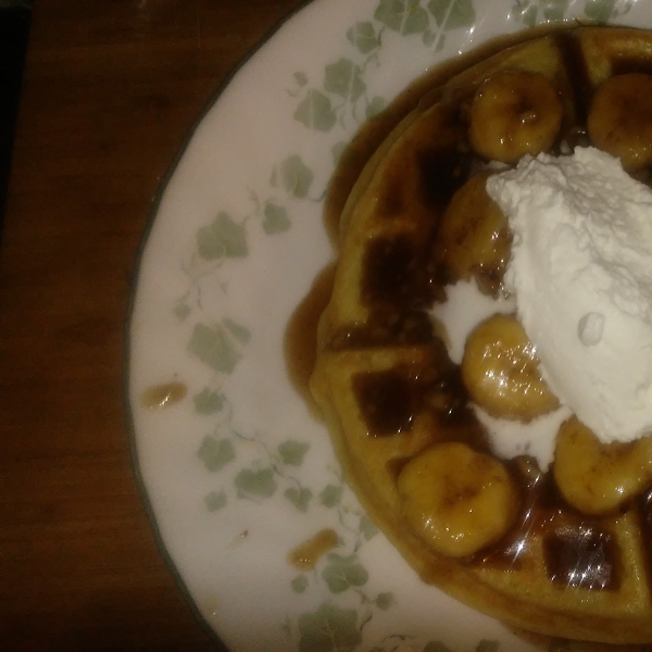 Bananas Foster Belgian Waffles