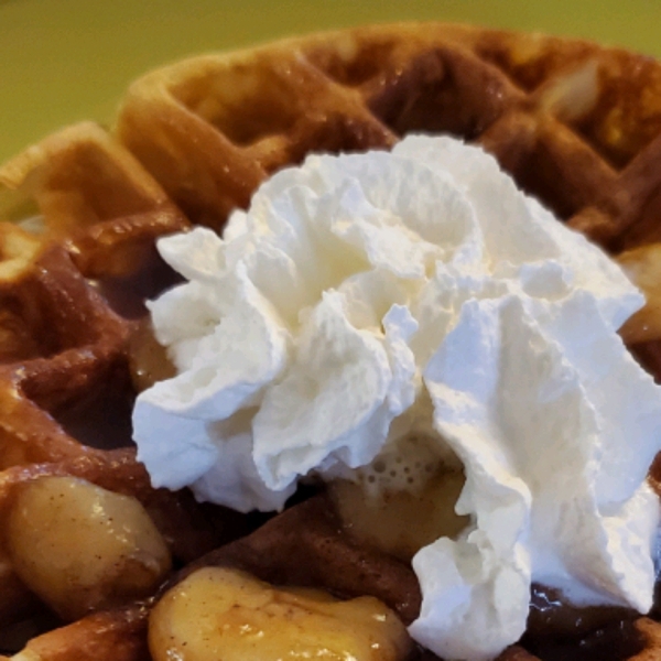 Bananas Foster Belgian Waffles