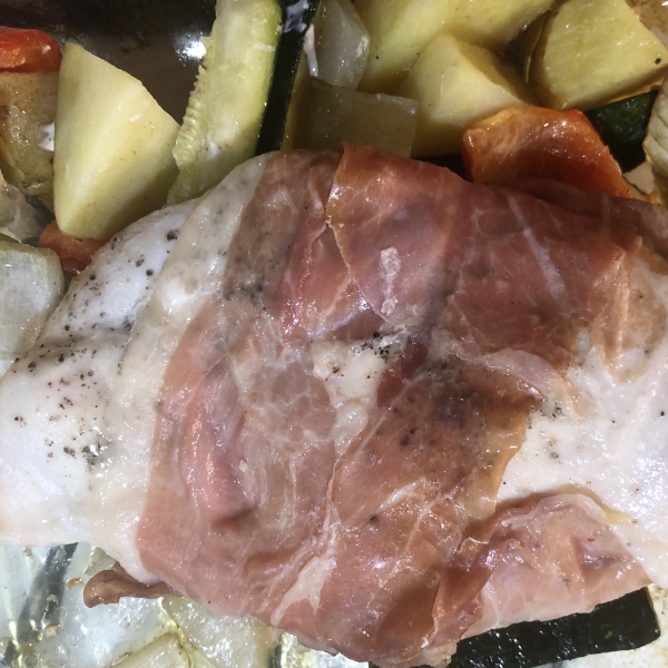 Parma Wrapped Chicken with Mediterranean Vegetables