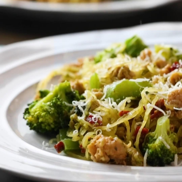 Italian Chicken Pesto with Spaghetti Squash