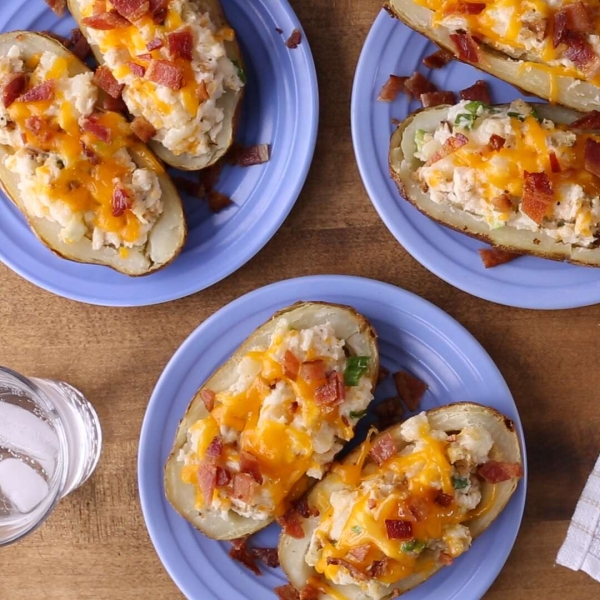 Loaded Turkey and Gravy Stuffed Potatoes