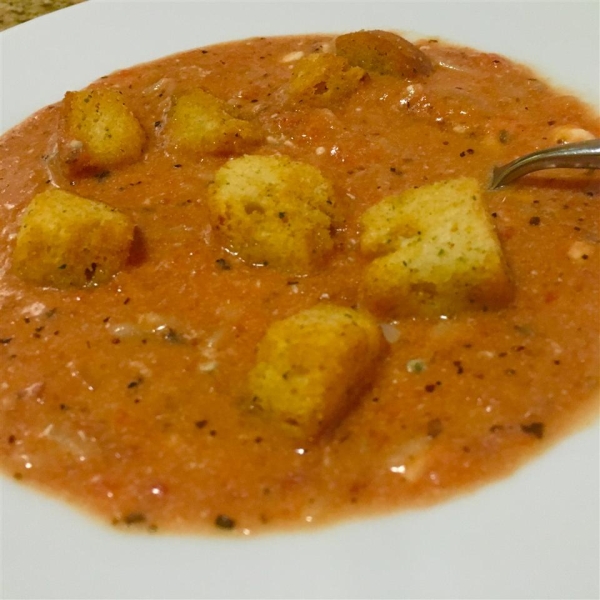 Tomato and Orzo Soup with Gorgonzola