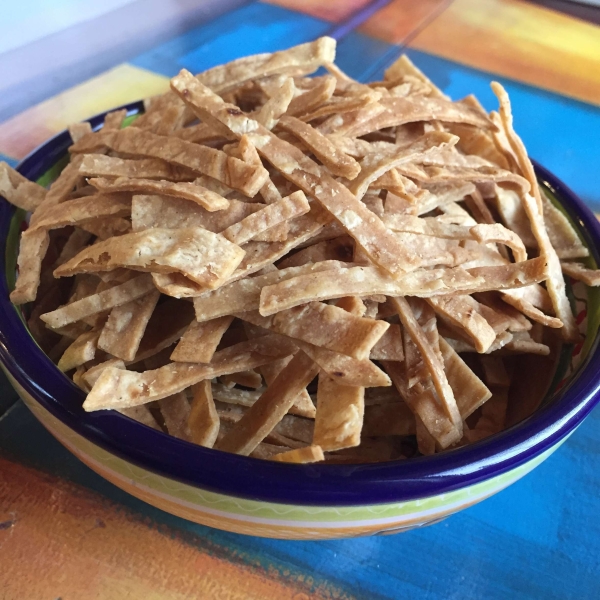 Baked Corn Tortilla Strips for Mexican Soups