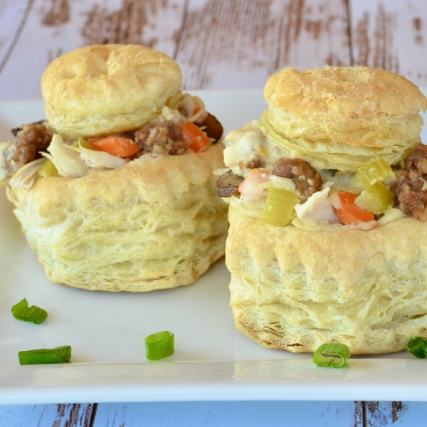 Sausage and Chicken Puff Pastry Shells