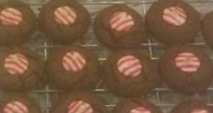 Double Chocolate-Candy Cane Kiss Cookies