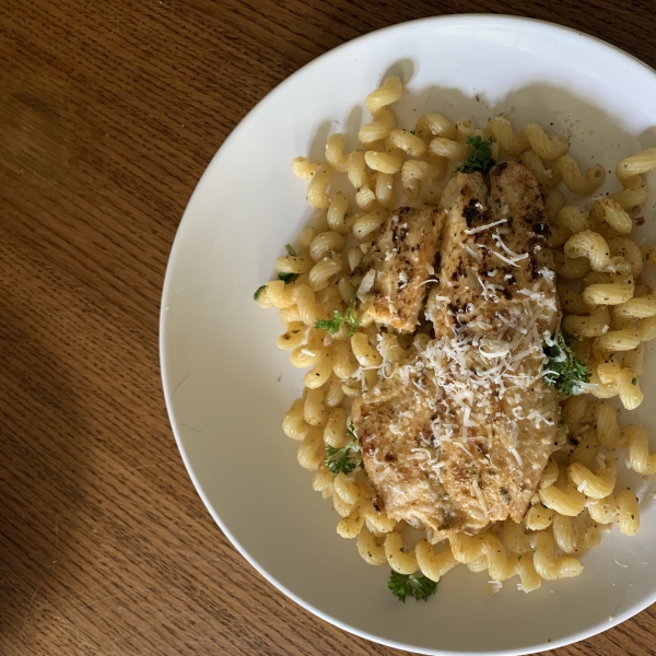 Pan Seared Lemon Tilapia with Parmesan Pasta