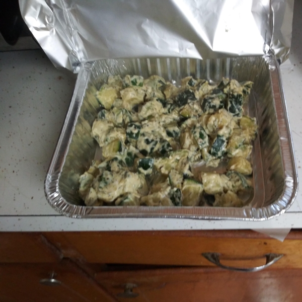 Cream Cheesy Cubed Zucchini with Lemon and Oregano