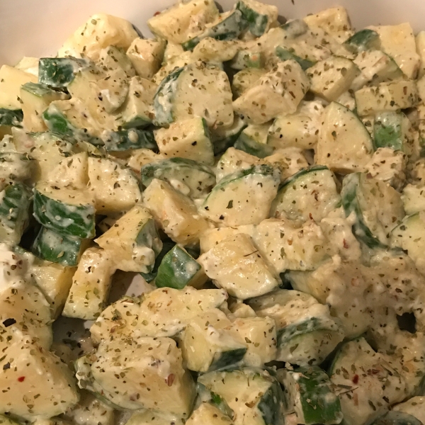 Cream Cheesy Cubed Zucchini with Lemon and Oregano