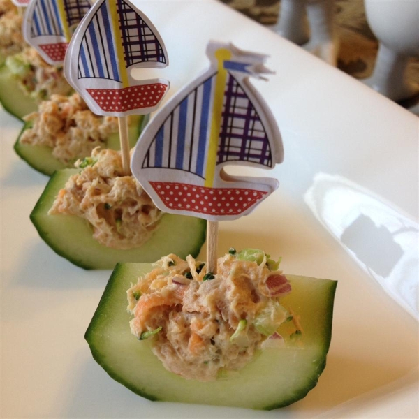 Tuna and Veggie Cucumber Boats