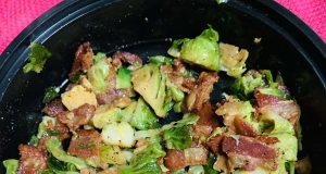 Garlic Brussels Sprouts with Crispy Bacon