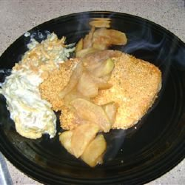 Lemon Pepper Pork Chops Baked and Served With Apples