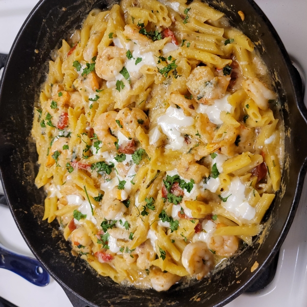 Garlic Shrimp Pasta Bake