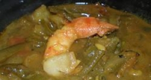 Trinidad-Style Curried Potatoes (Aloo) with Green Beans and Shrimp