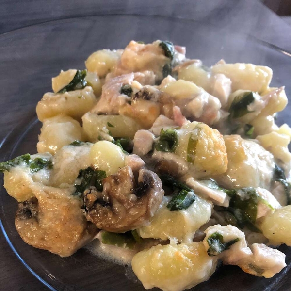 Baked Mushroom, Spinach, and Chicken Gnocchi