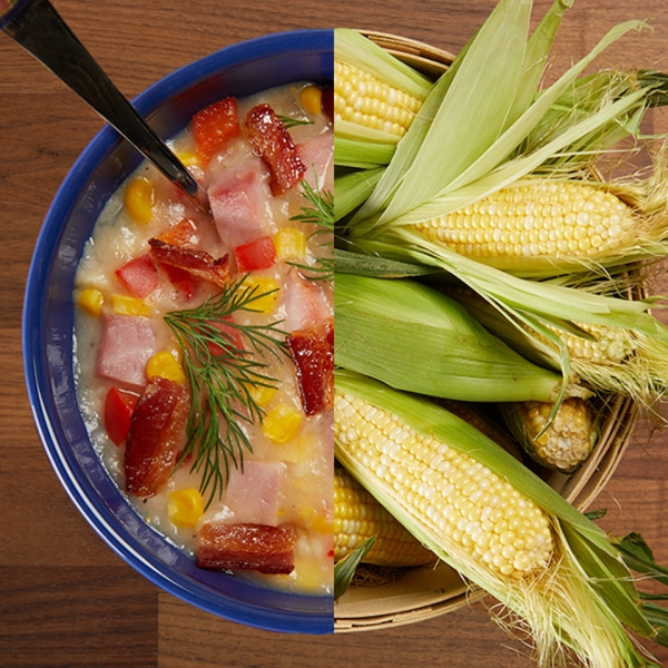 Creamy Bacon, Ham, & Corn Soup