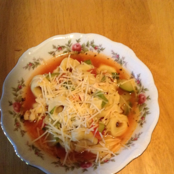 Chicken Tortellini Soup With Zucchini and Tomatoes