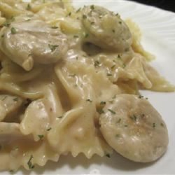 Garlic Sausage and Pasta in a Bechamel Sauce