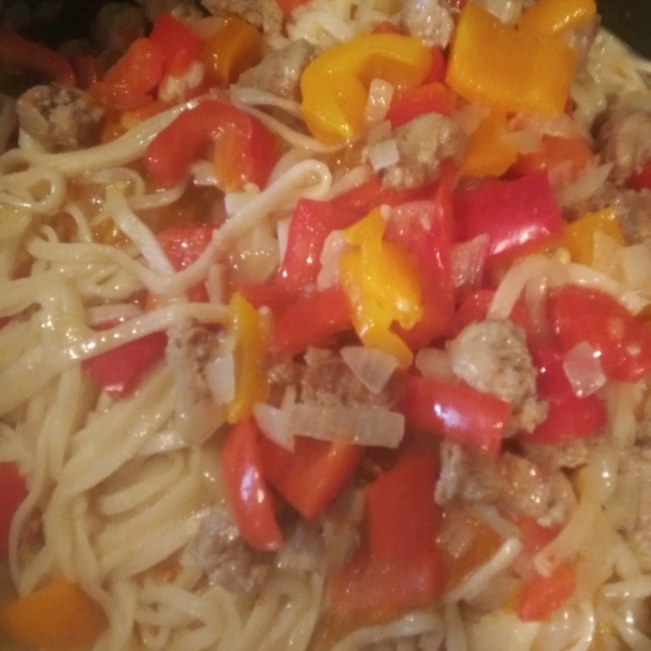 Linguine with Peppers and Sausage