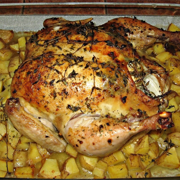 Roast Chicken with Thyme and Onions